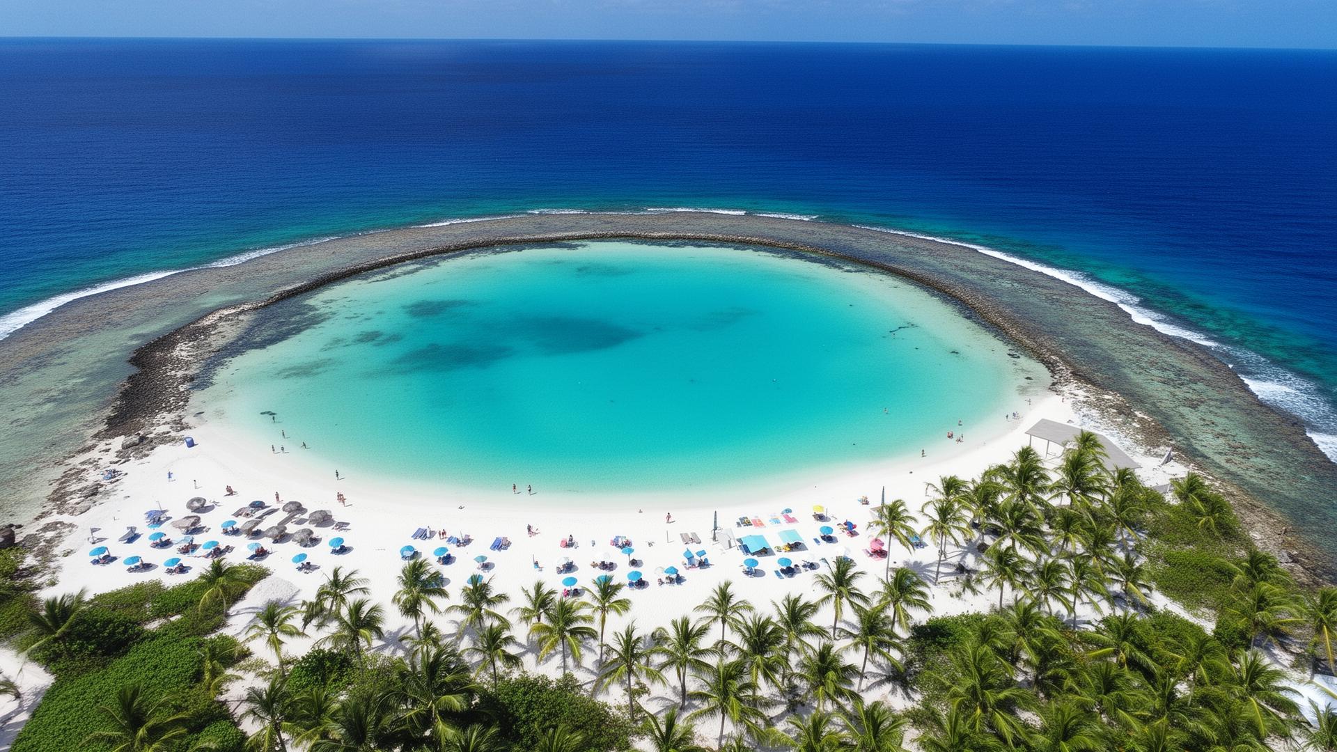 Aerial view of Baby Beach lagoon, Aruba