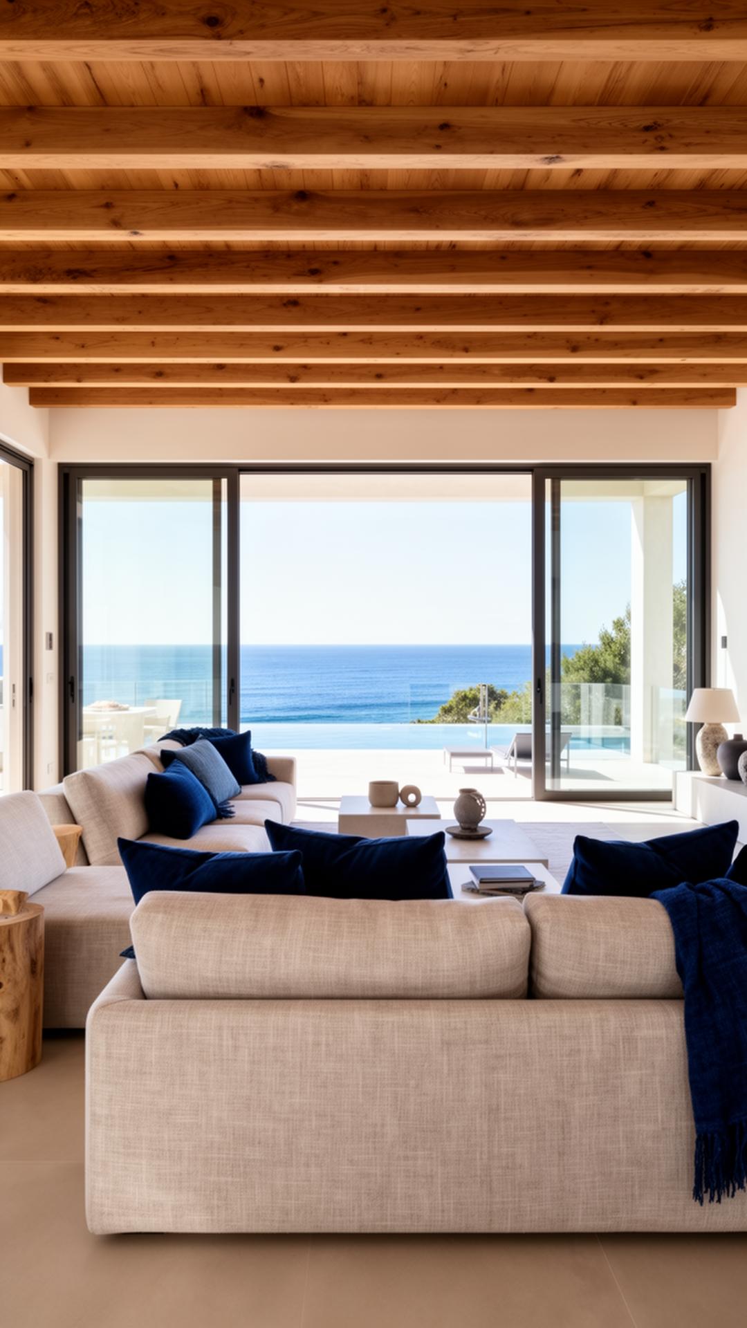 Open living room with ocean view
